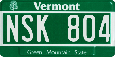 VT license plate NSK804