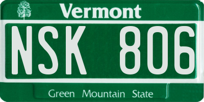 VT license plate NSK806