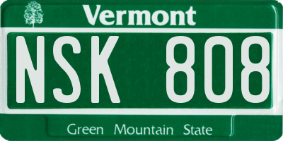 VT license plate NSK808