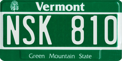 VT license plate NSK810
