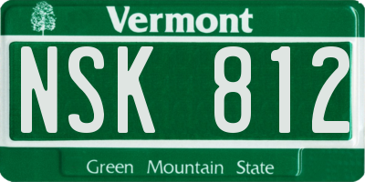VT license plate NSK812