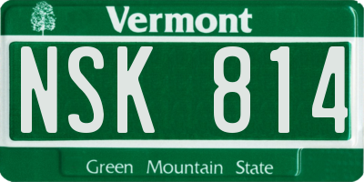 VT license plate NSK814