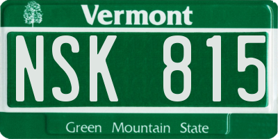 VT license plate NSK815