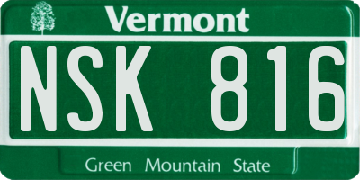 VT license plate NSK816