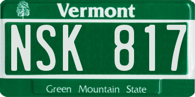 VT license plate NSK817