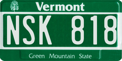 VT license plate NSK818