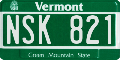 VT license plate NSK821