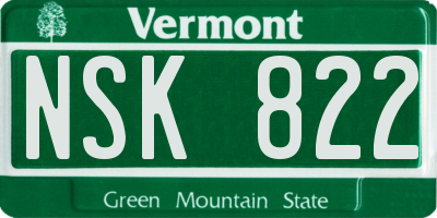 VT license plate NSK822