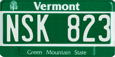 VT license plate NSK823
