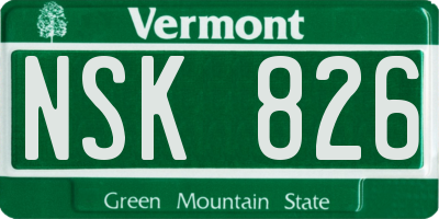 VT license plate NSK826