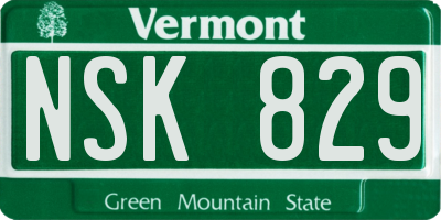 VT license plate NSK829