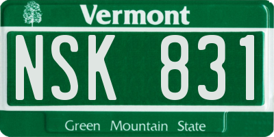 VT license plate NSK831