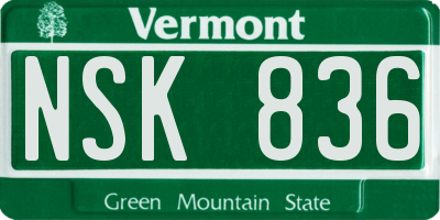 VT license plate NSK836