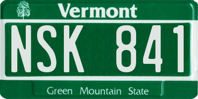 VT license plate NSK841