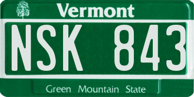 VT license plate NSK843