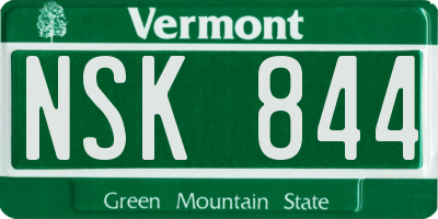 VT license plate NSK844
