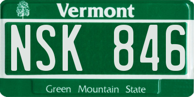 VT license plate NSK846