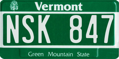 VT license plate NSK847