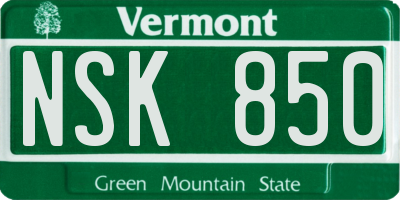 VT license plate NSK850