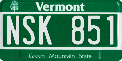 VT license plate NSK851