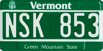 VT license plate NSK853