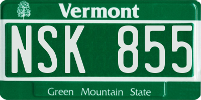 VT license plate NSK855
