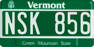 VT license plate NSK856