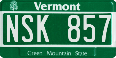 VT license plate NSK857