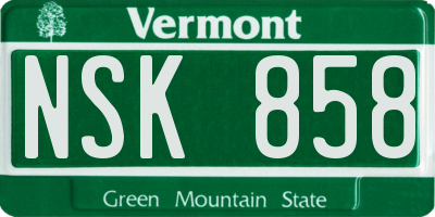 VT license plate NSK858