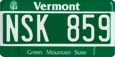 VT license plate NSK859