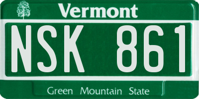 VT license plate NSK861