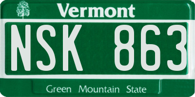 VT license plate NSK863