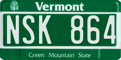 VT license plate NSK864