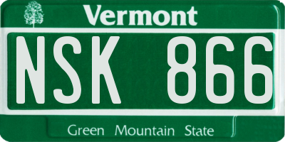 VT license plate NSK866