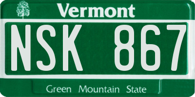 VT license plate NSK867
