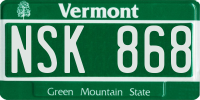 VT license plate NSK868