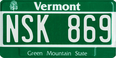 VT license plate NSK869