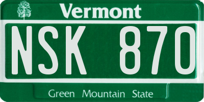 VT license plate NSK870