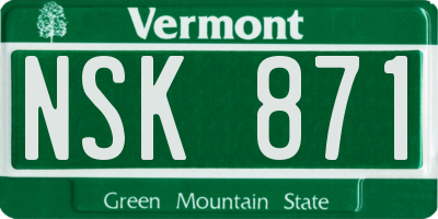 VT license plate NSK871