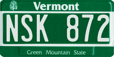 VT license plate NSK872