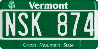 VT license plate NSK874