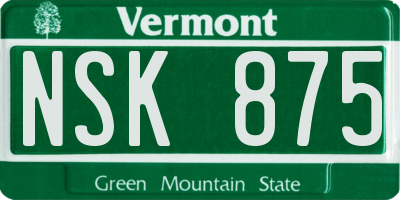VT license plate NSK875