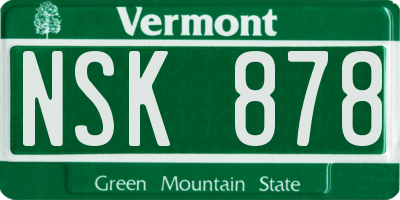 VT license plate NSK878