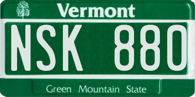 VT license plate NSK880