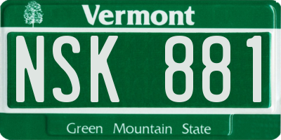 VT license plate NSK881