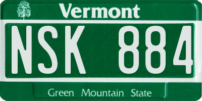 VT license plate NSK884
