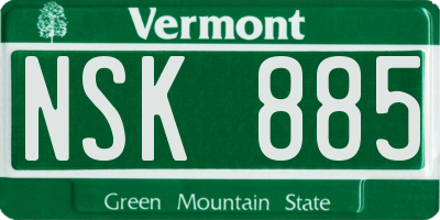 VT license plate NSK885