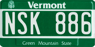 VT license plate NSK886