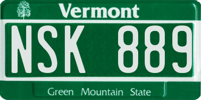 VT license plate NSK889