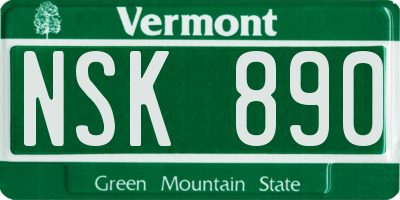 VT license plate NSK890